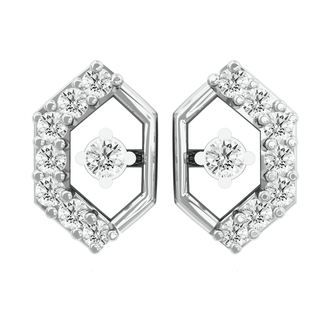 Olivia Hexagon Diamond Studs Earrings For Her